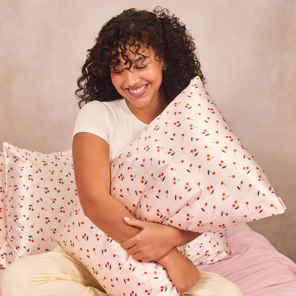 Satin Pillowcase in Cherry Print 4 Packs- King