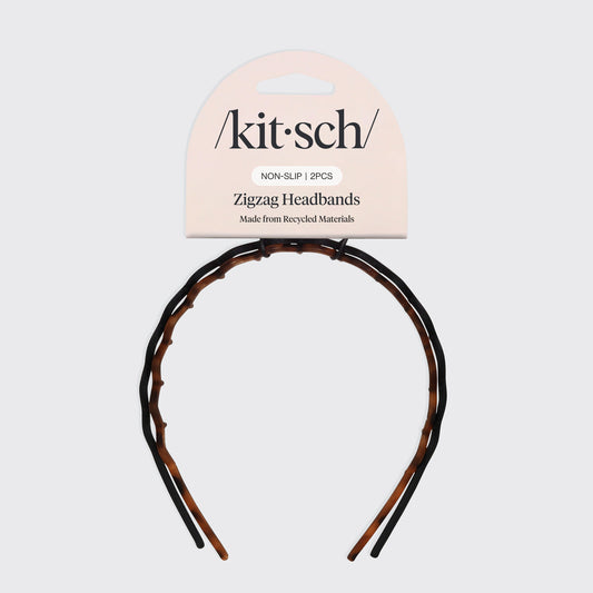 Zig Zag Headband 2pc- Black & Tort